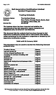 Сертификат Soil Association Certification Limited Symbol Programme