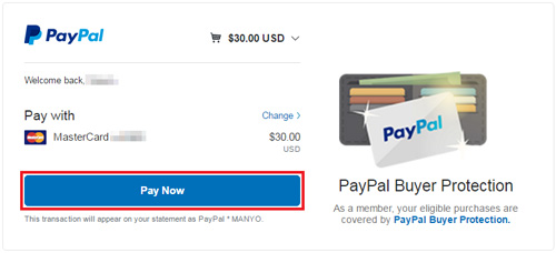 pay using your Debit/Credit Card connected with your PayPal account
